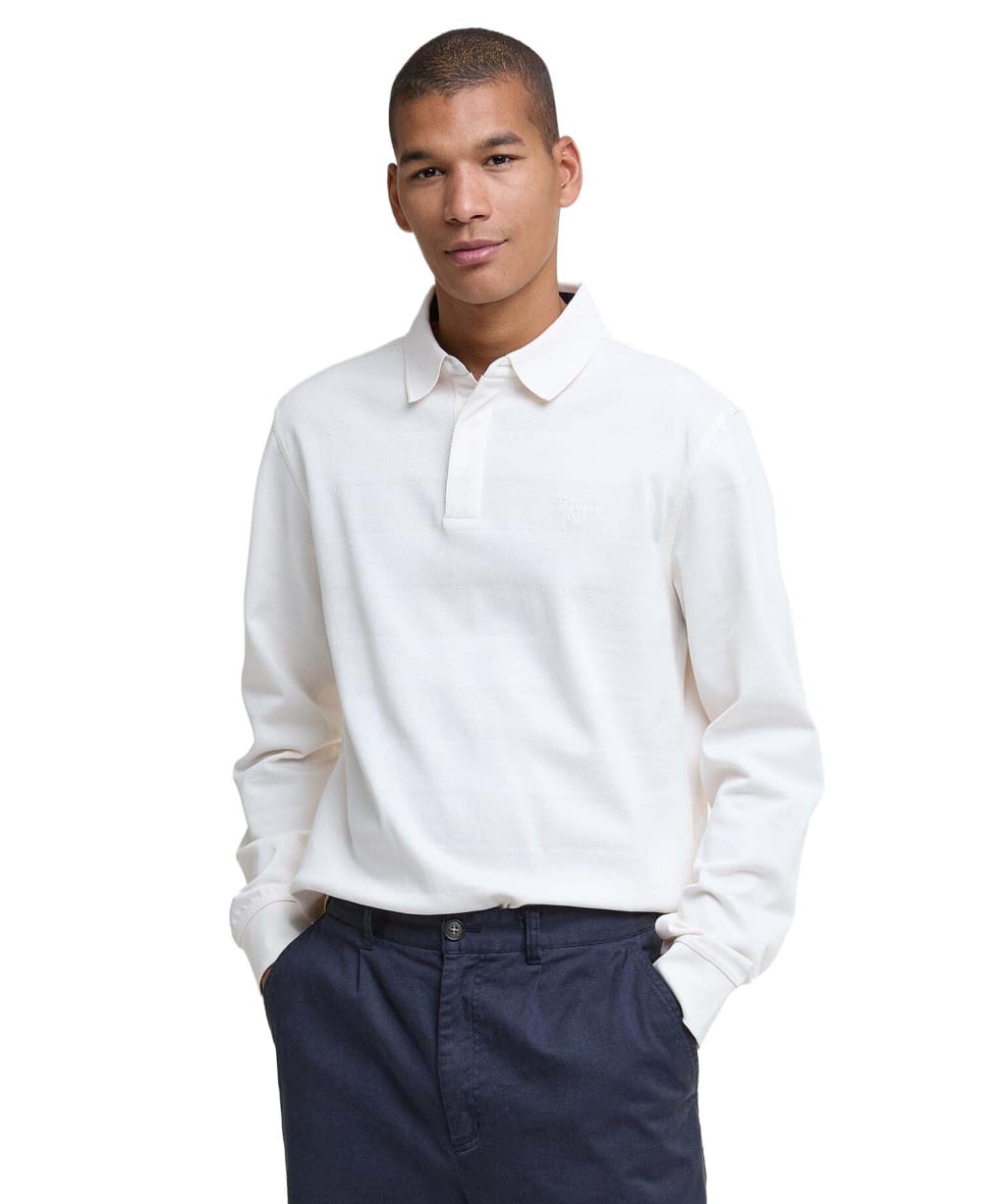 Men's Barbour Waketown Tailored Long Sleeve Polo Shirt - Whisper White