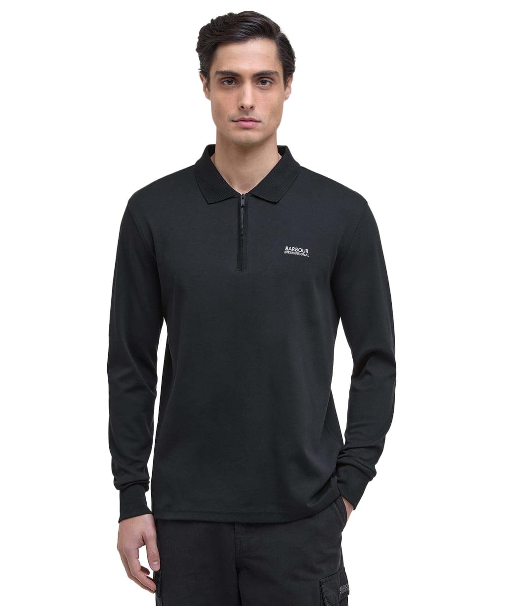 Men's Barbour International Innes Long Sleeve Interlock Polo Shirt - Black