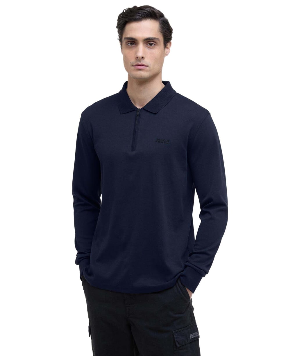 Men's Barbour International Innes Long Sleeve Interlock Polo Shirt - Navy