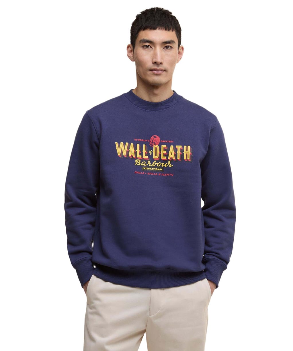 Men's Barbour International Wall Crew Sweatshirt - Royal Blue