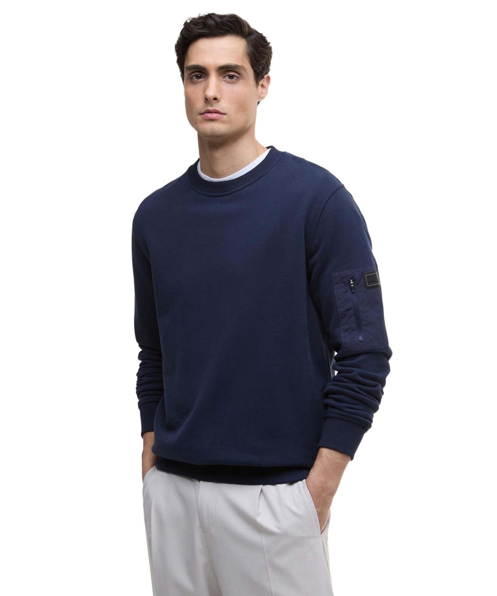 Men's Barbour International Grip Crew Neck Sweatshirt - Navy