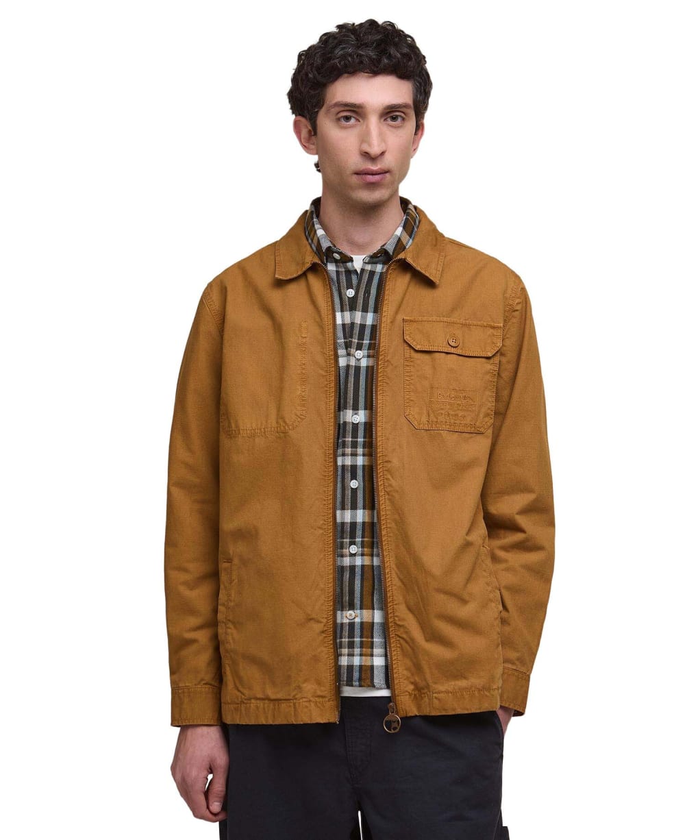 Men's Barbour Harton Relaxed Slub Overshirt - Bronze Brown