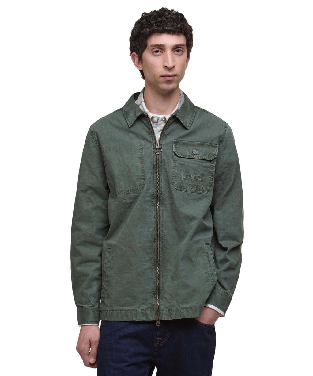Men's Barbour Harton Relaxed Slub Overshirt - Thyme