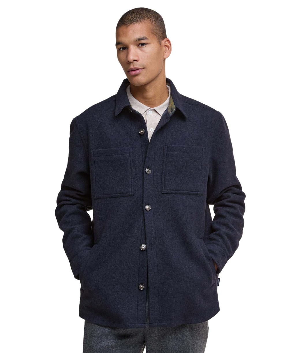 Men's Barbour Marlow Tailored Wool Blend Overshirt - Navy Marl