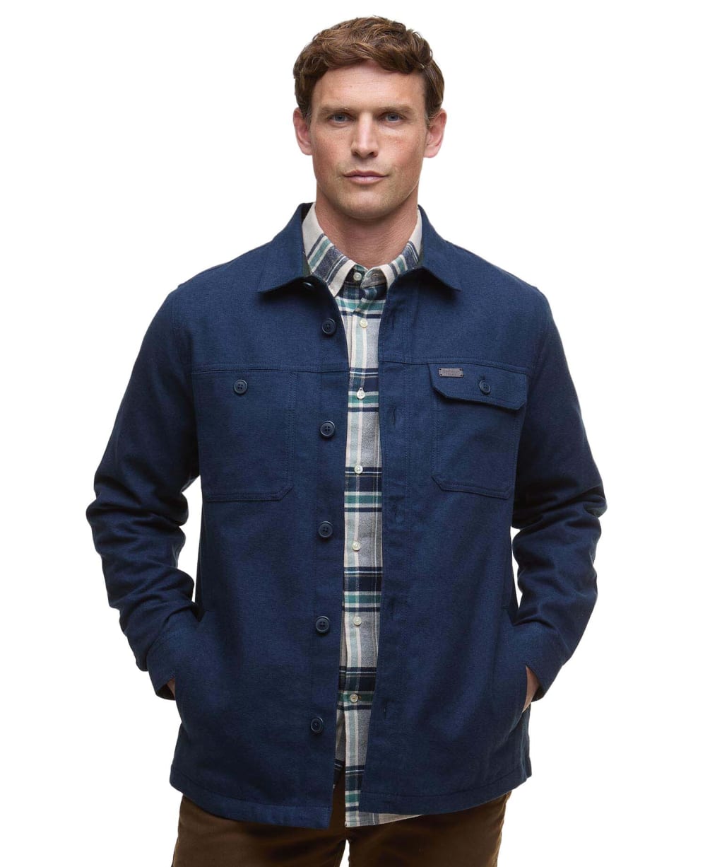 Men's Barbour Giles Regular Twill Overshirt - Navy