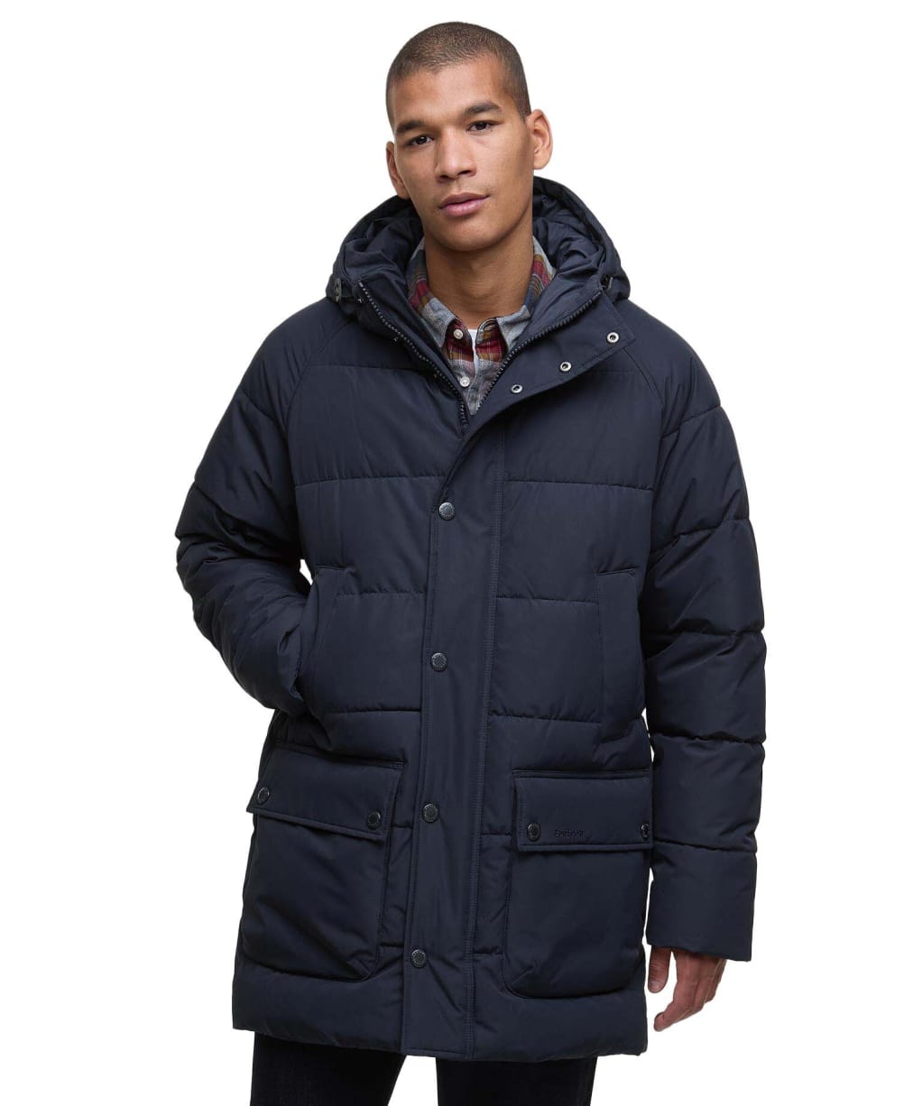Men's Barbour Hooded Bedale Puffer Jacket - Dark Navy