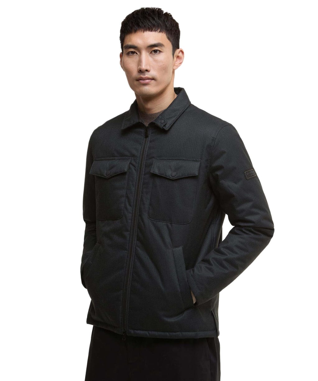 Men's Barbour International Check Distill Quilted Jacket - Black / Sage Check
