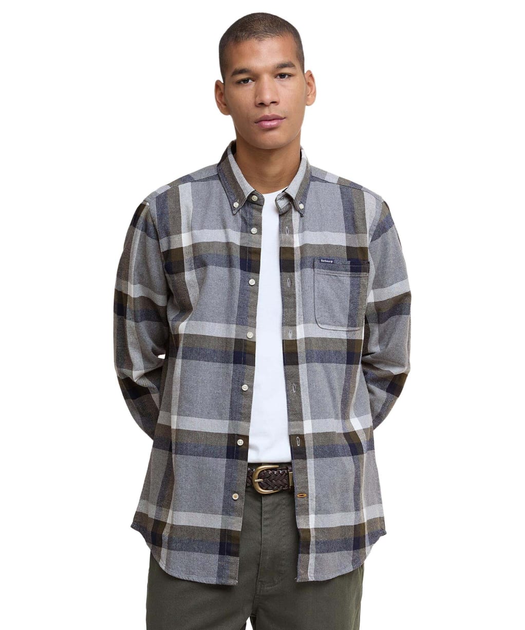Men's Barbour Folley Tailored Shirt - Light Grey Marl