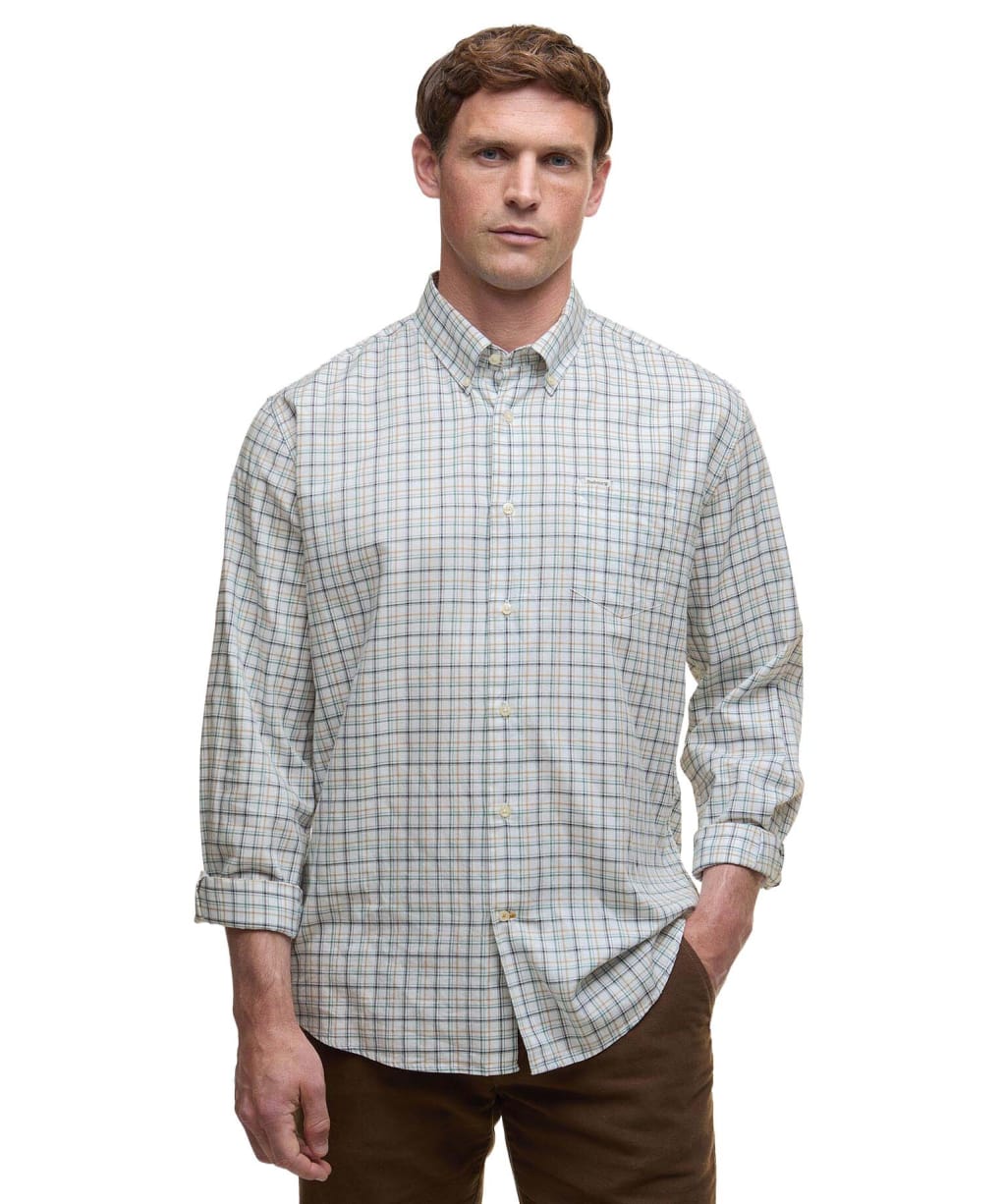 Men's Barbour Ashton Regular Tattersall Shirt - Mallard Green
