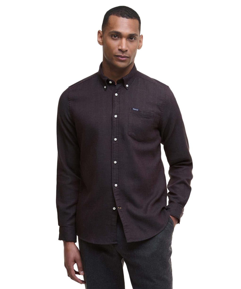 Men's Barbour Buckley Tailored Herringbone Shirt - Dark Oak