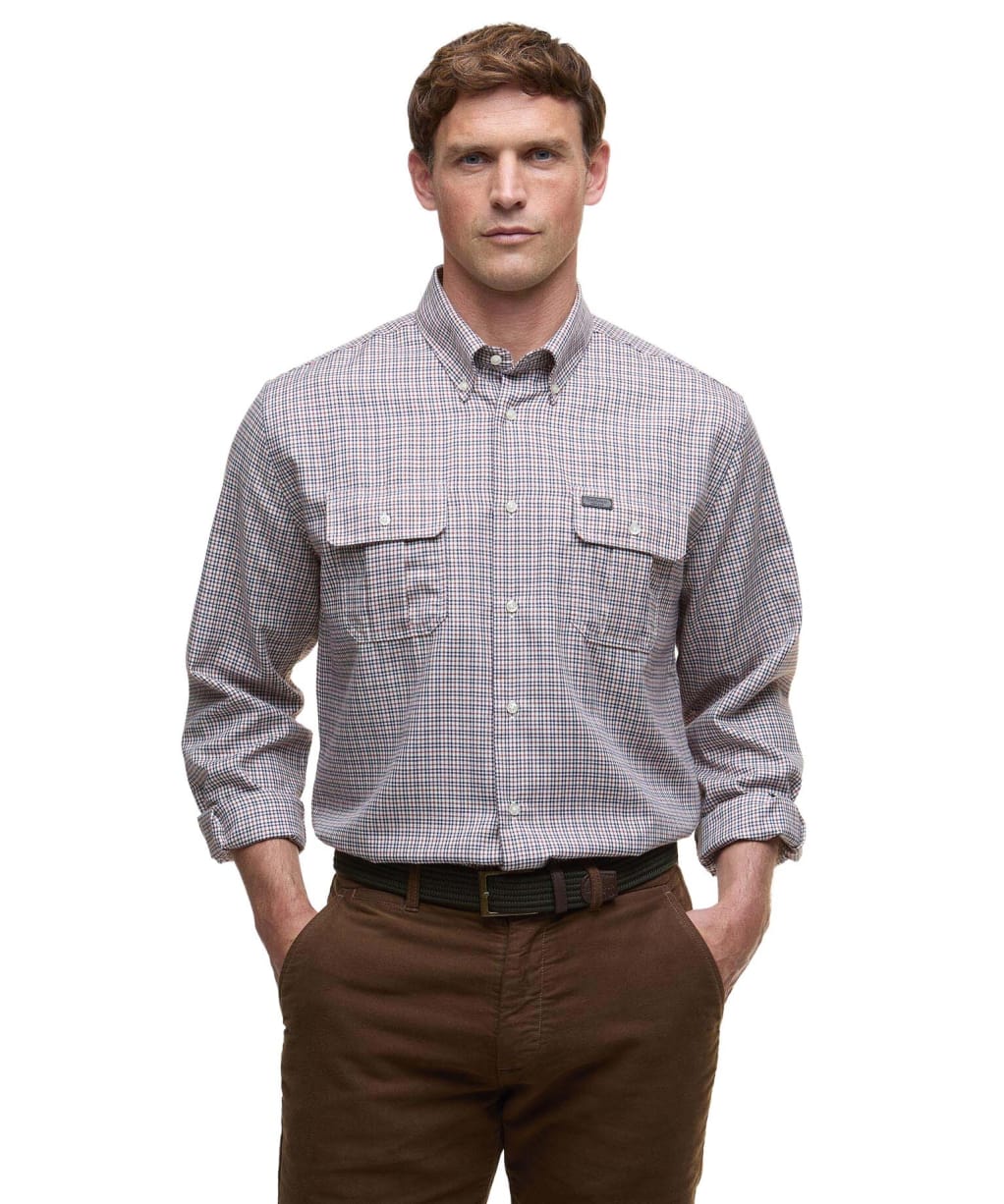 Men's Barbour Fenn Regular Thermo Weave Gingham Shirt - Fired Brick