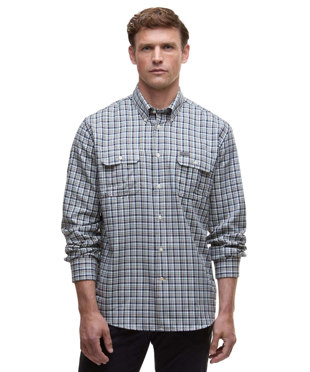 Men's Barbour Panwell Thermo Weave Regular Checked Shirt - Navy