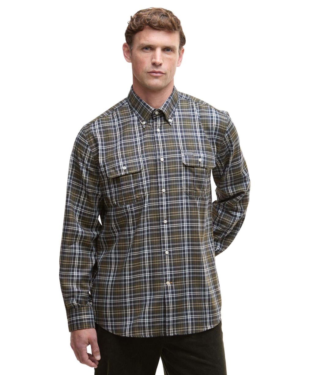 Men's Barbour Saldon Thermo Weave Regular Checked Shirt - Olive