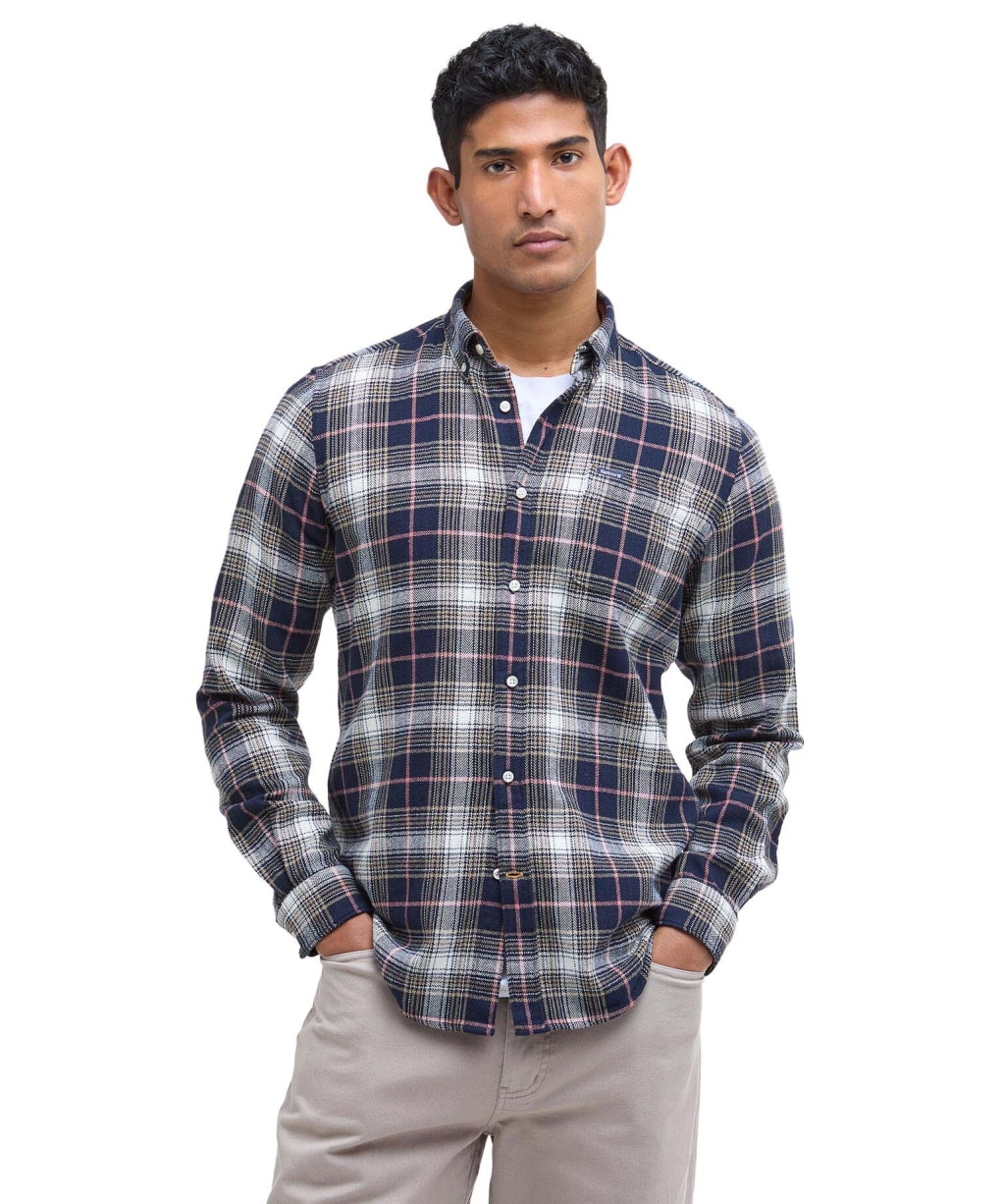 Men's Barbour Whernside Tailored Checked Shirt - Navy
