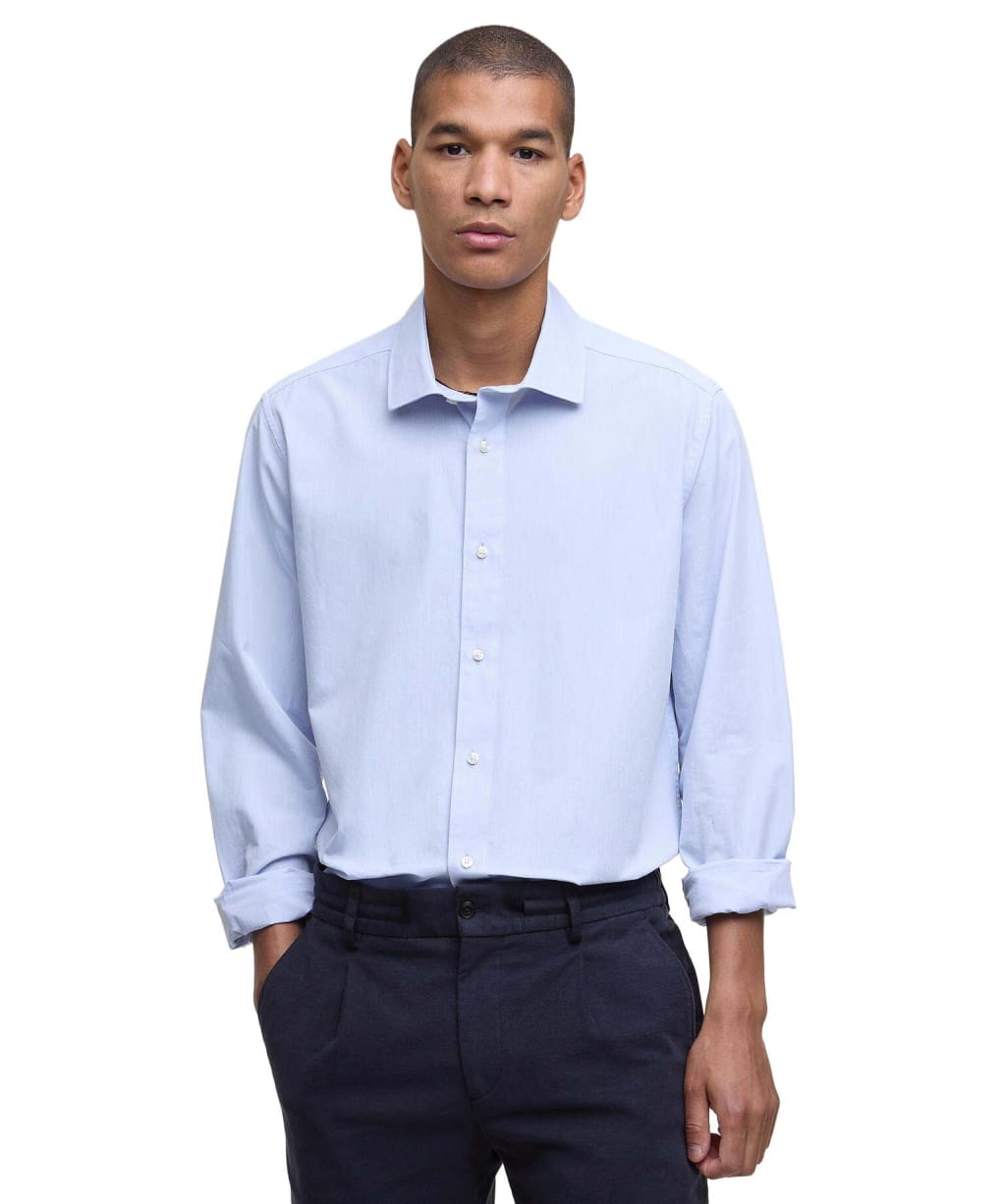 Men's Barbour Throckley Pin Point Oxford Tailored Shirt - Sky