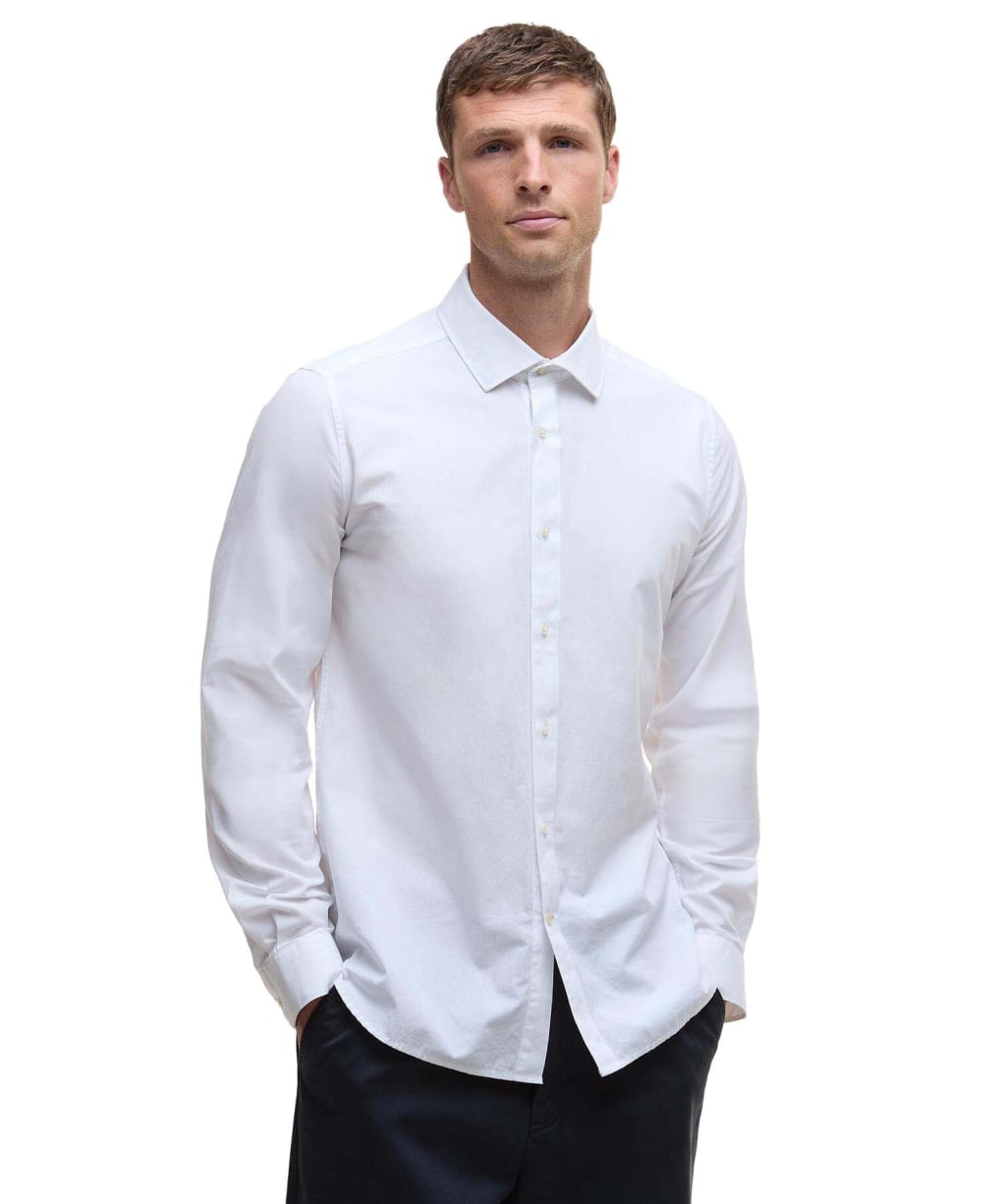 Men's Barbour Throckley Pin Point Oxford Tailored Shirt - White