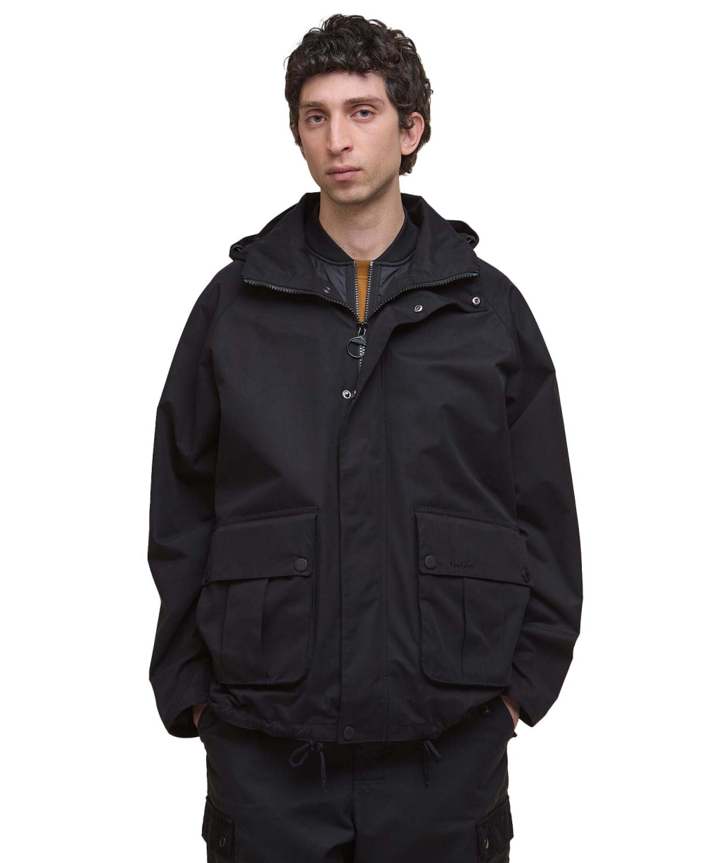 Men's Barbour Re-Engineered Hooded Wading Spey Showerproof Jacket - Black