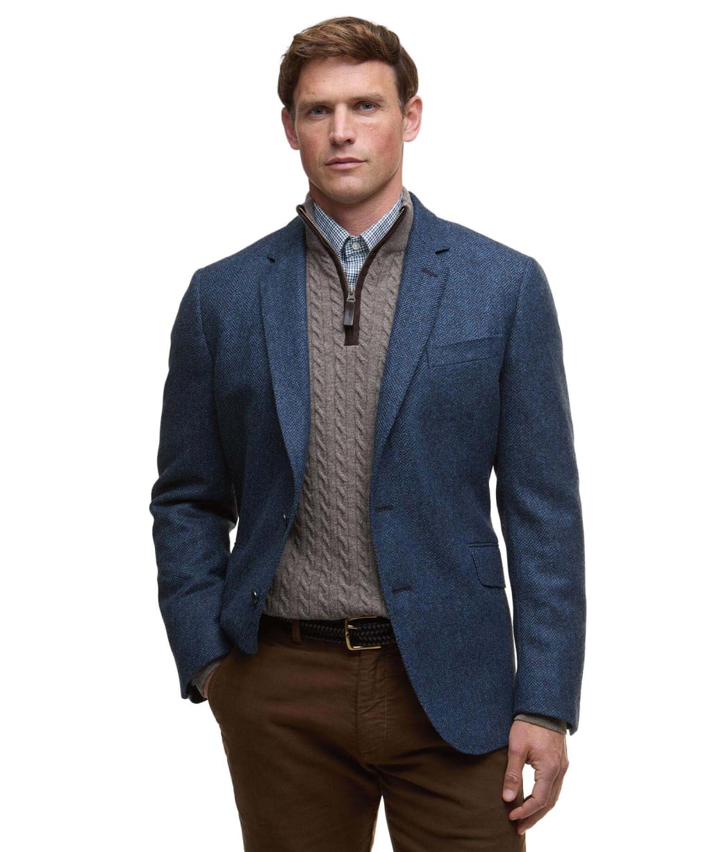 Men's Barbour Firth Moons Herringbone Blazer - Navy