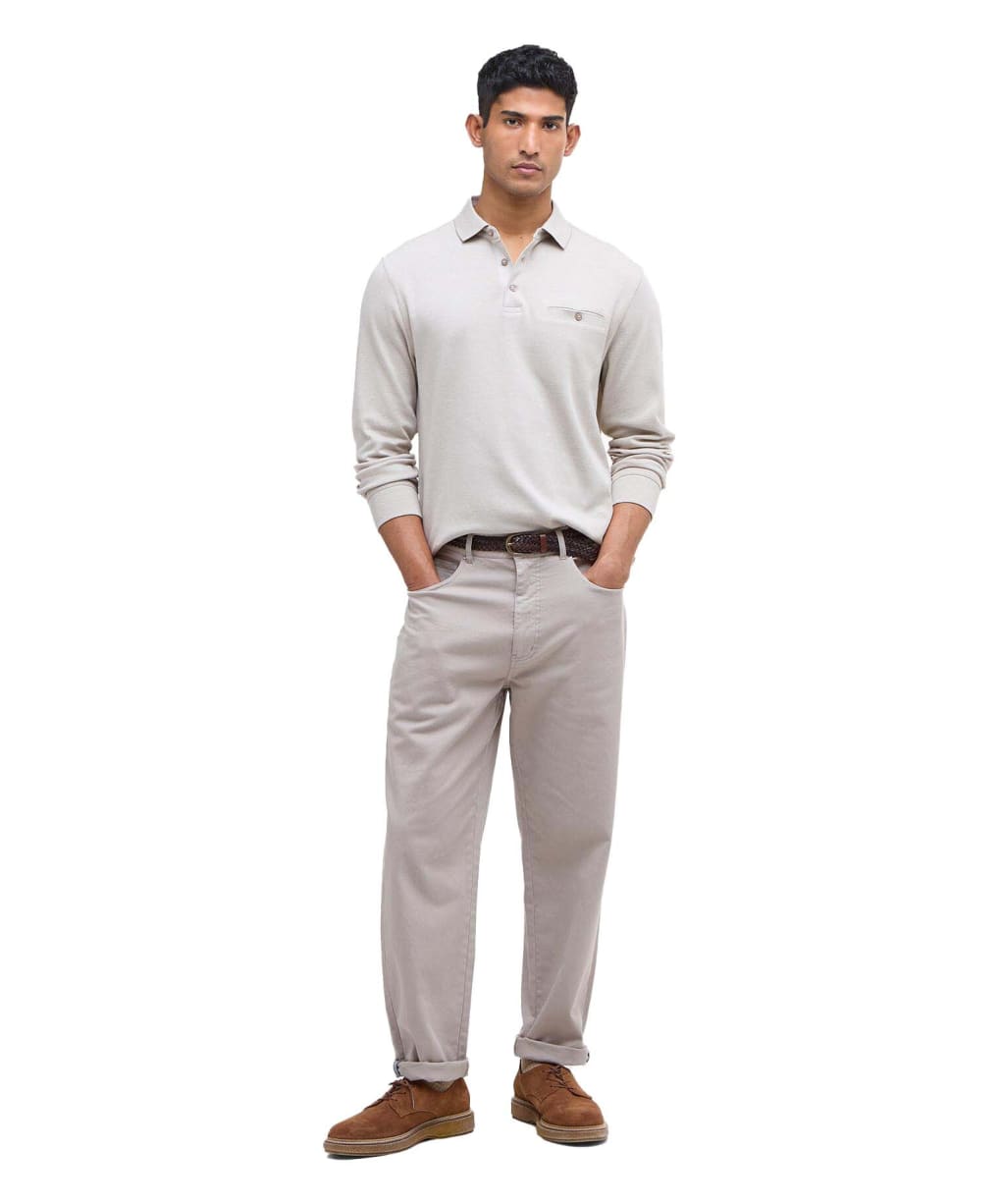 Men's Barbour Washed Stretch Twill Regular Fit Trouser - Concrete