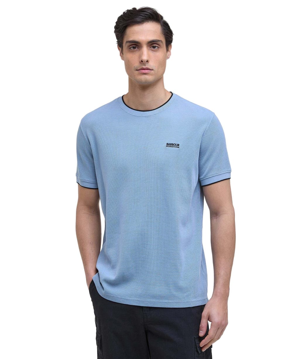Men's Barbour International Seb Textured T-Shirt - Cool Blue