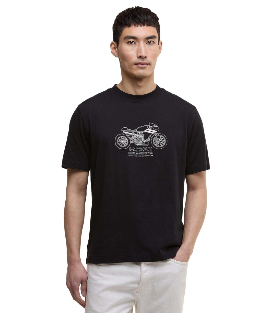 Men's Barbour International Topher Motorbike T-Shirt - Black