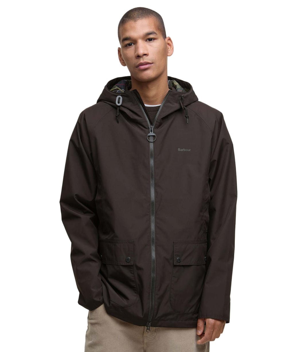 Men's Barbour Hooded Domus Waterproof Jacket - Black Oak