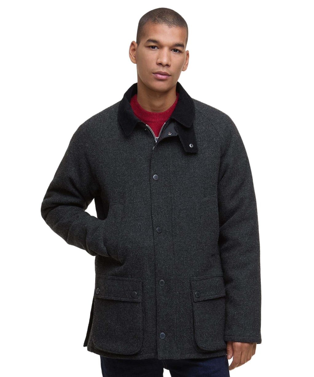 Men's Barbour Bedale Wool Jacket - Dark Grey Marl