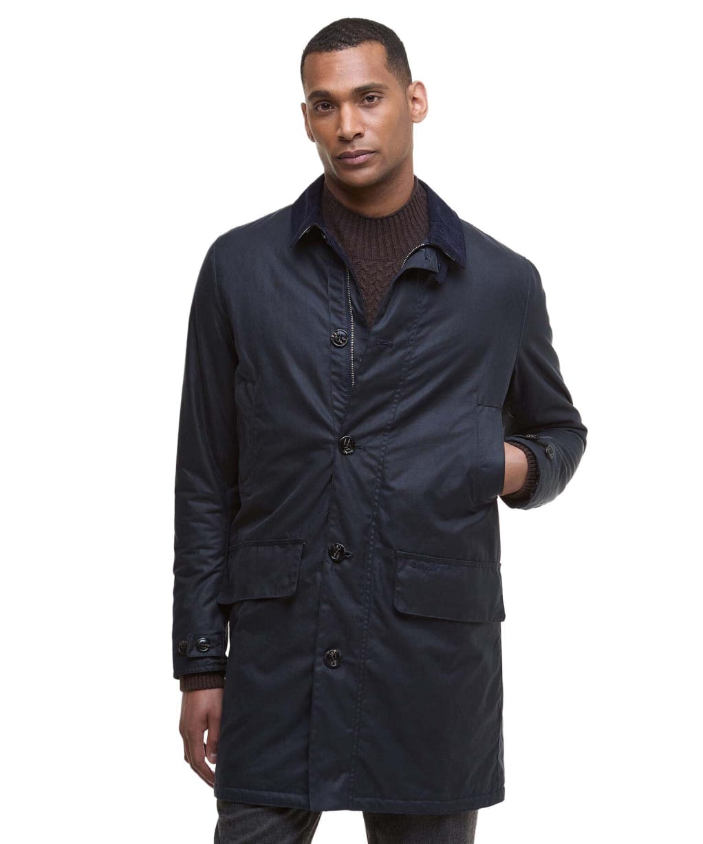 Men’s Barbour Waxed Mac - Navy / Midnight Oak