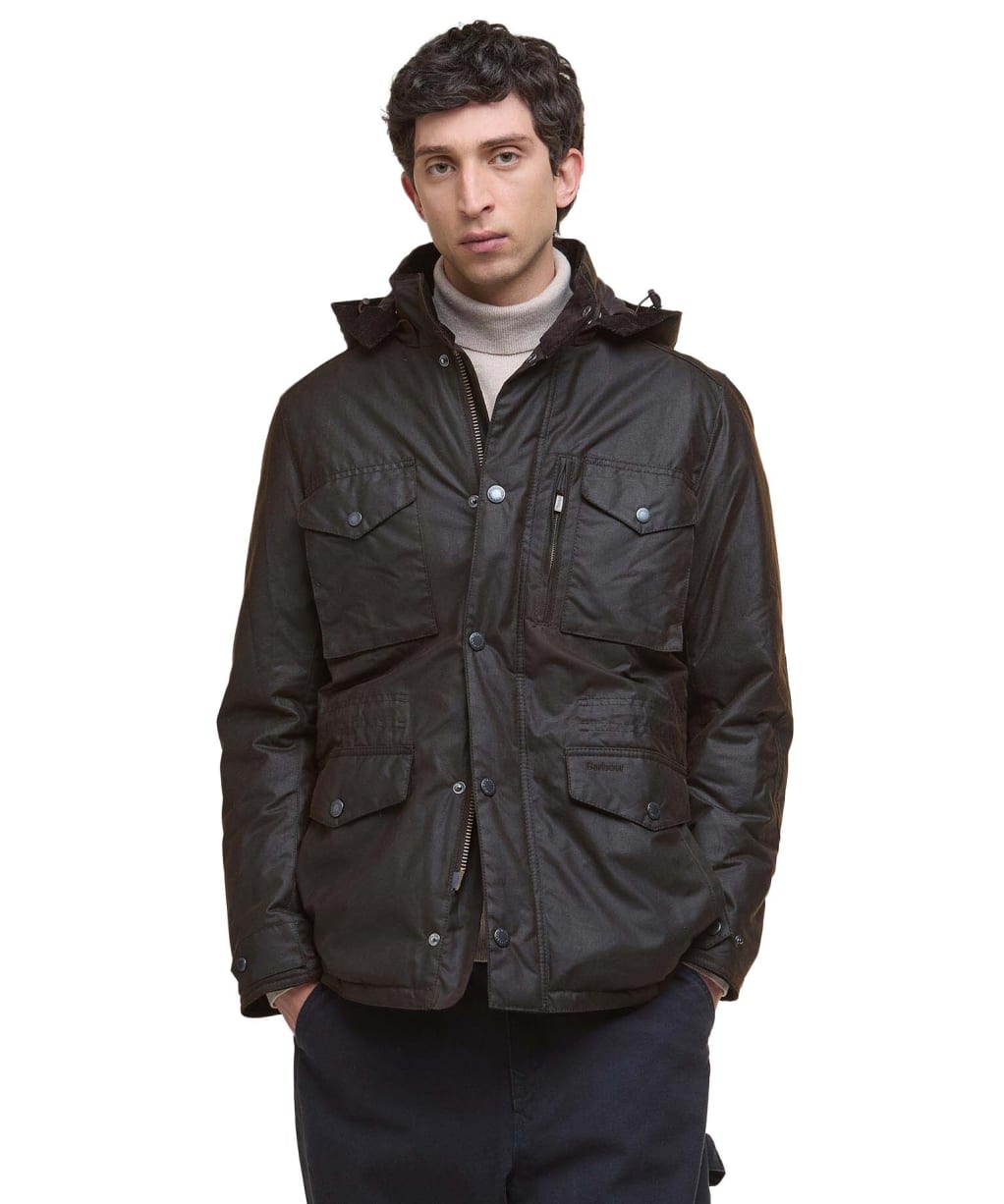 Men's Barbour Winter Sapper Waxed Jacket - DARK BROWN/MIDNI