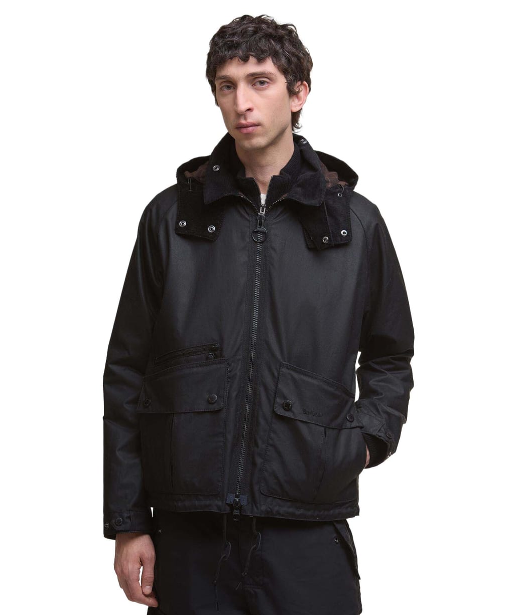 Men's Barbour Re-Engineered Bardon Spey Waxed Jacket - Black