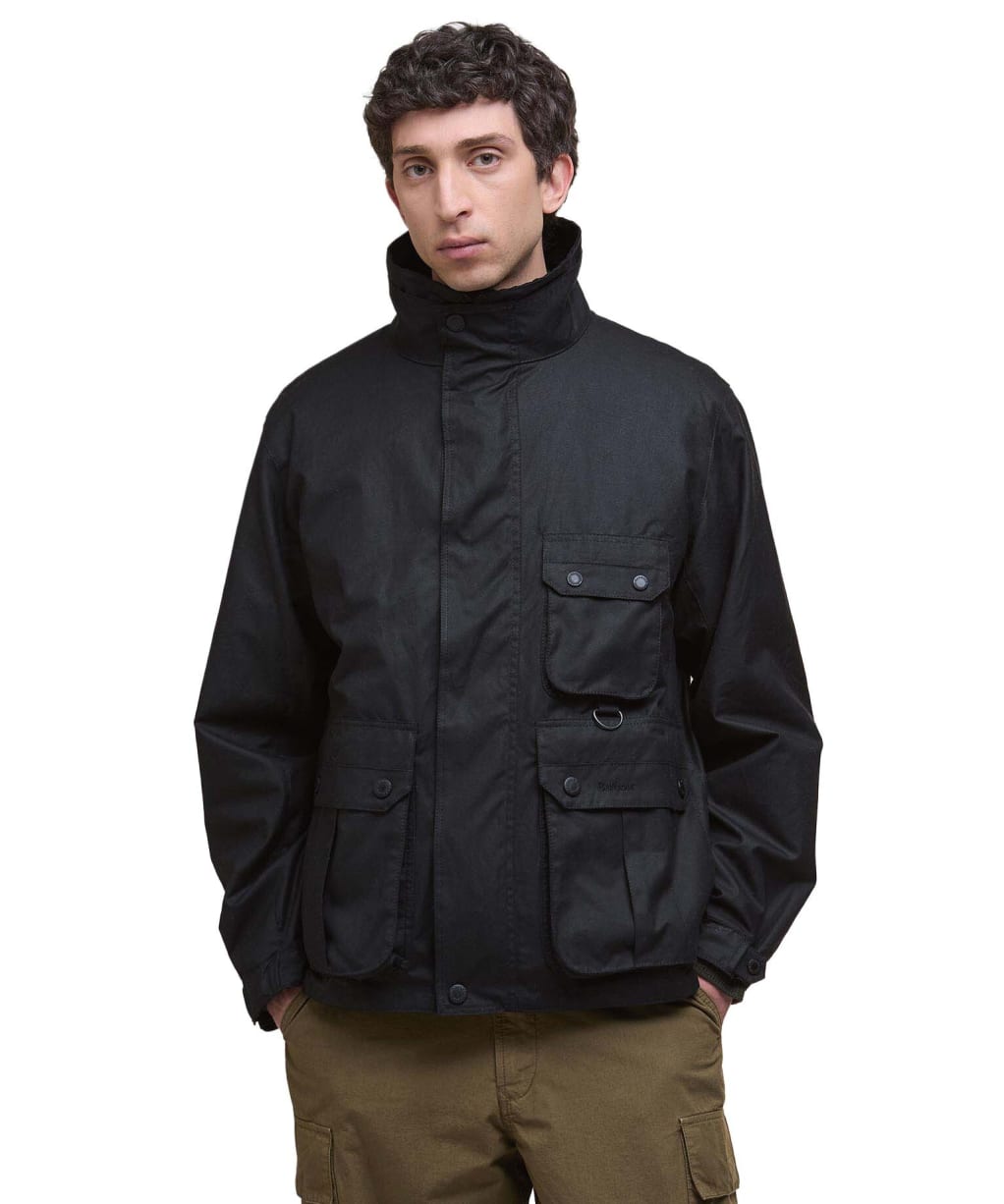 Men's Barbour Re-Engineered Utility Bedale Waxed Jacket - Black