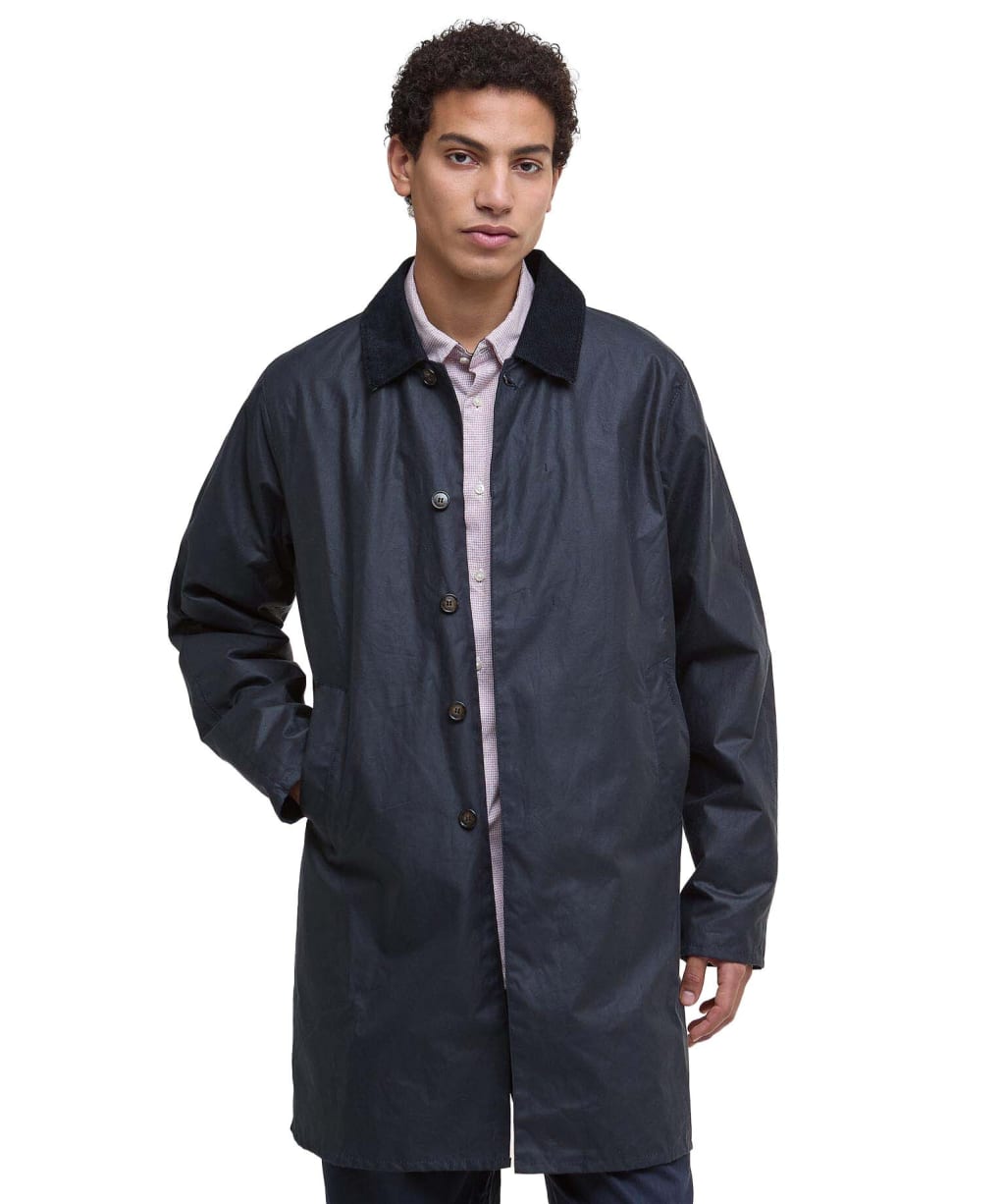 Men's Barbour Lorden Waxed Mac - Navy