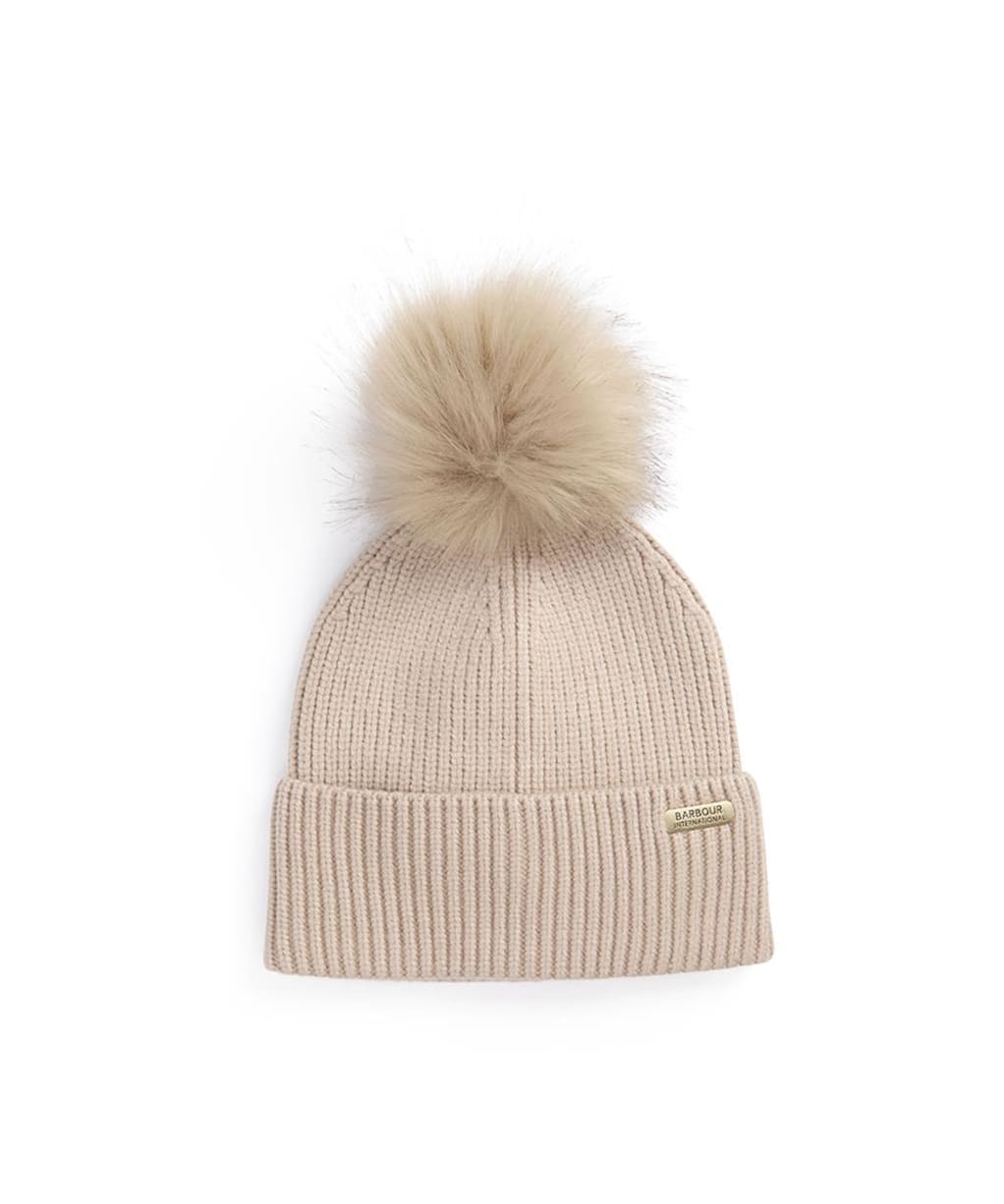 Women's Barbour International Mallory Pom Beanie - Oat