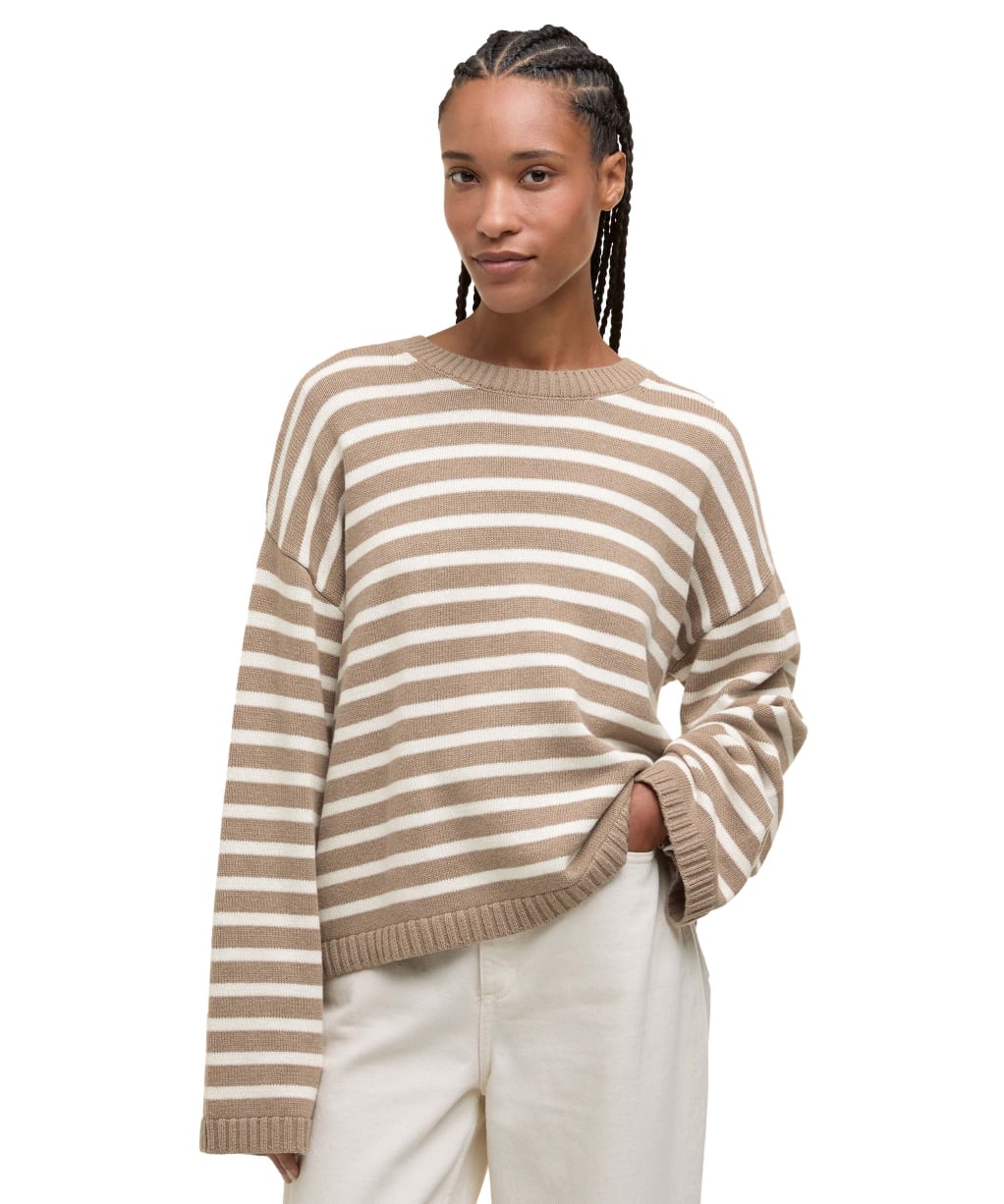 Women's Barbour Rosie Knitted Jumper - Fawn / Ecru Stripe