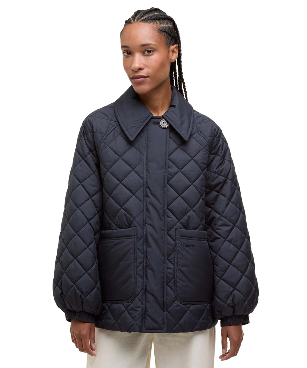 Women's Barbour Laoise Quilted Jacket - Dark Navy / Ancient Tartan