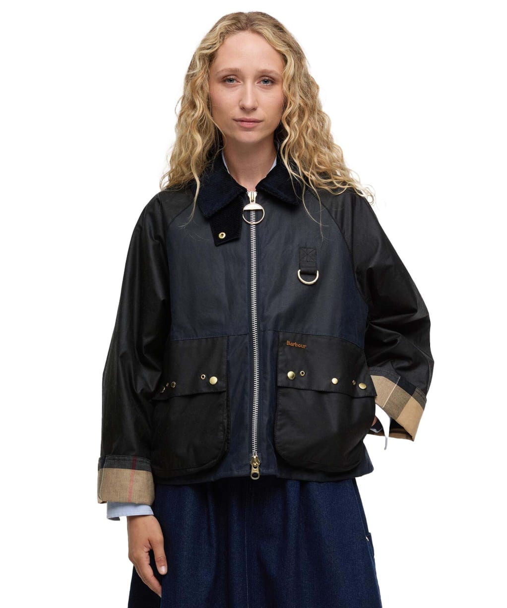 Women's Barbour Kearton Waxed Jacket - Royal Navy / Black / Dress Tartan