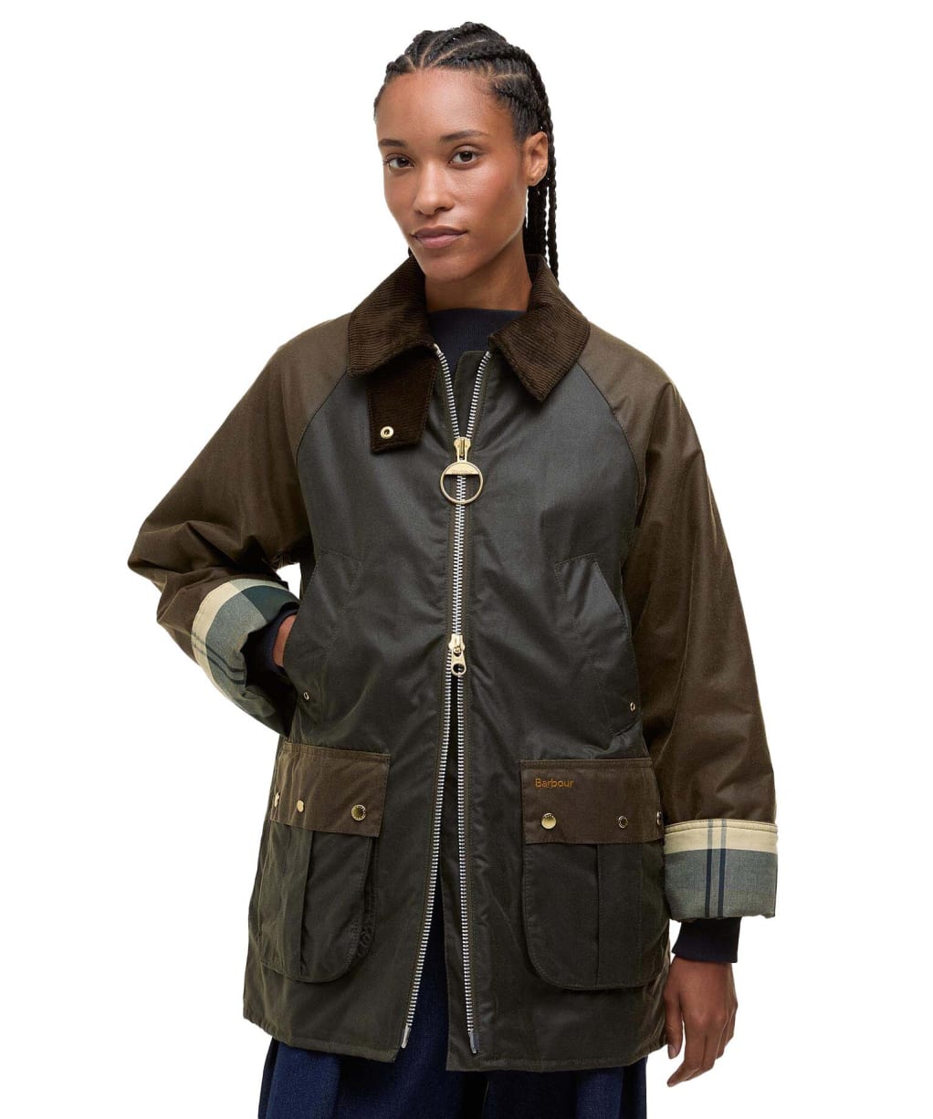 Women's Barbour Kettlewell Waxed Jacket - Archive Olive / Beech / Ancient Tartan
