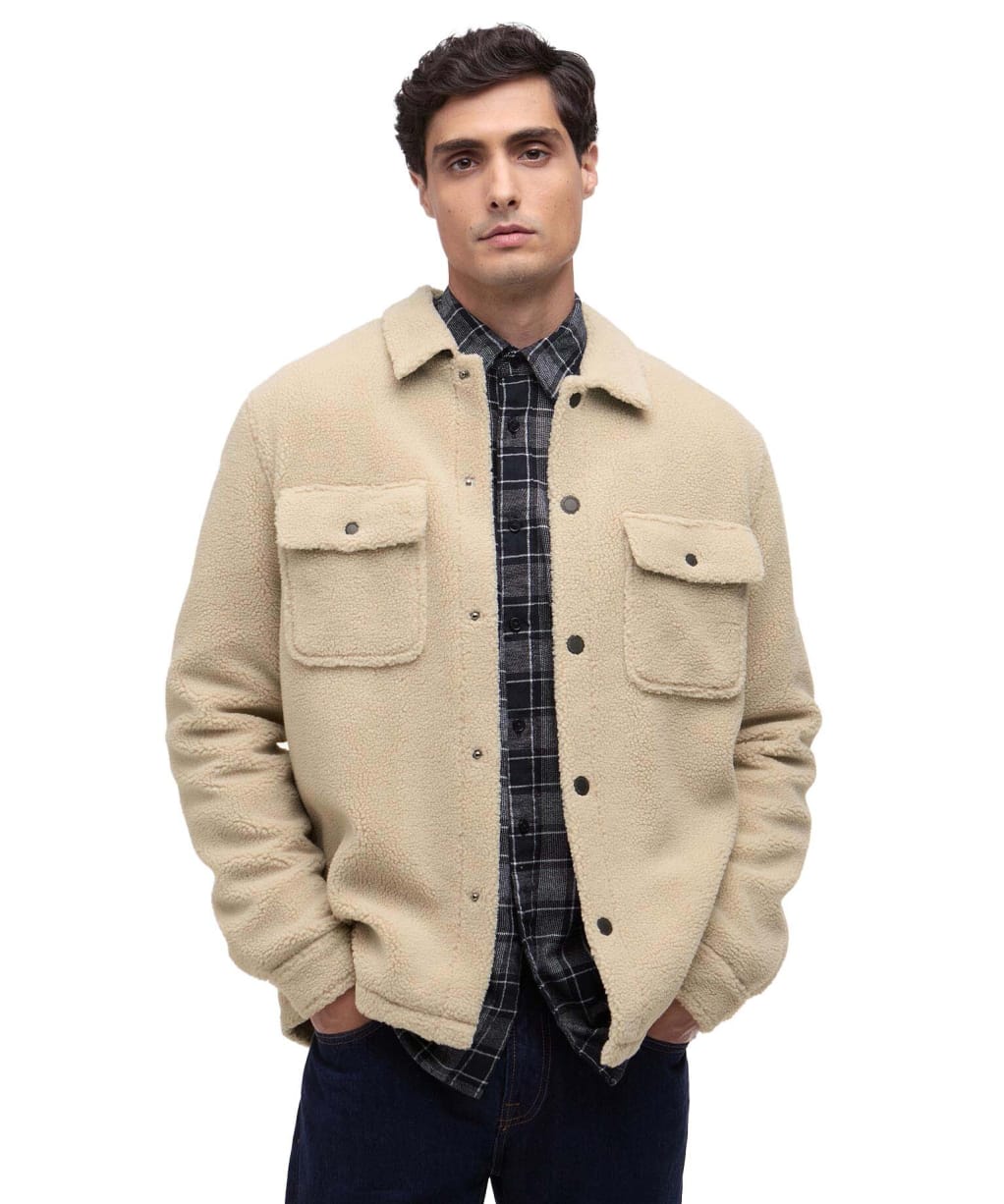 Men's Barbour International Trident Borg Fleece Overshirt - Mist