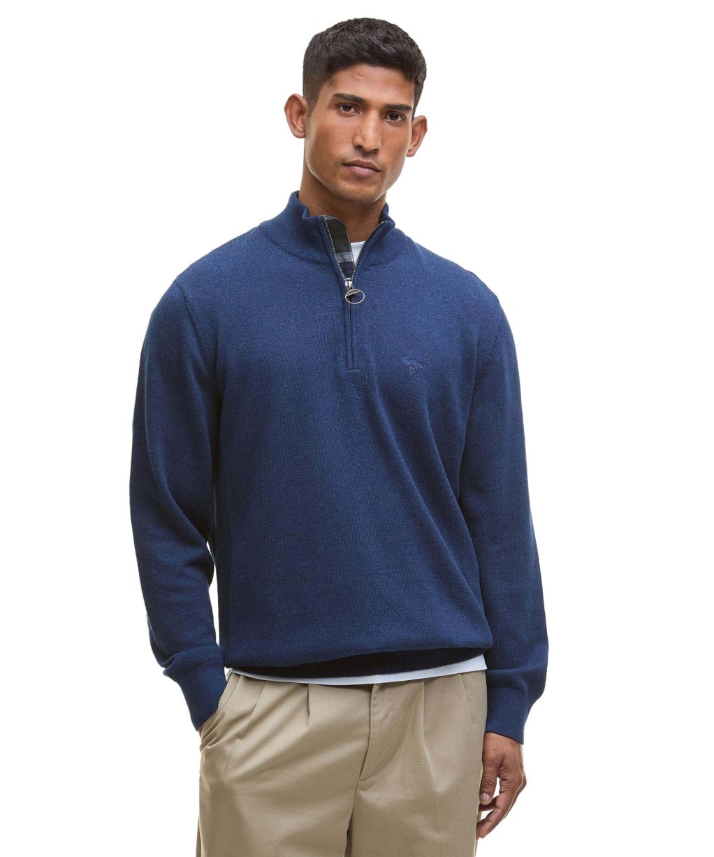 Men’s Barbour Cotton Half Zip Sweater - Inky Marl