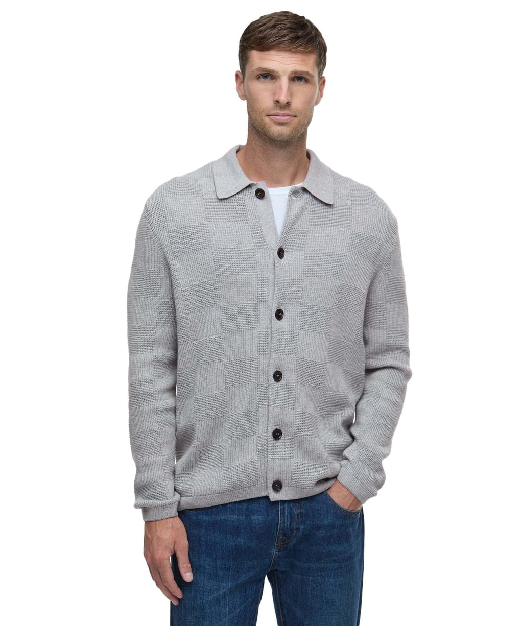 Men's Barbour Falton Knitted Cardigan - Grey Marl