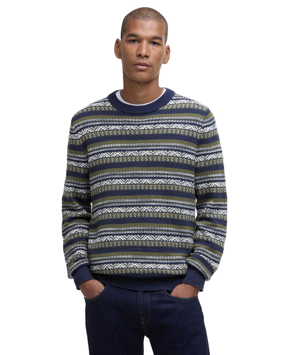 Men's Barbour Topcliffe Fairisle Crew Neck Sweater - Navy