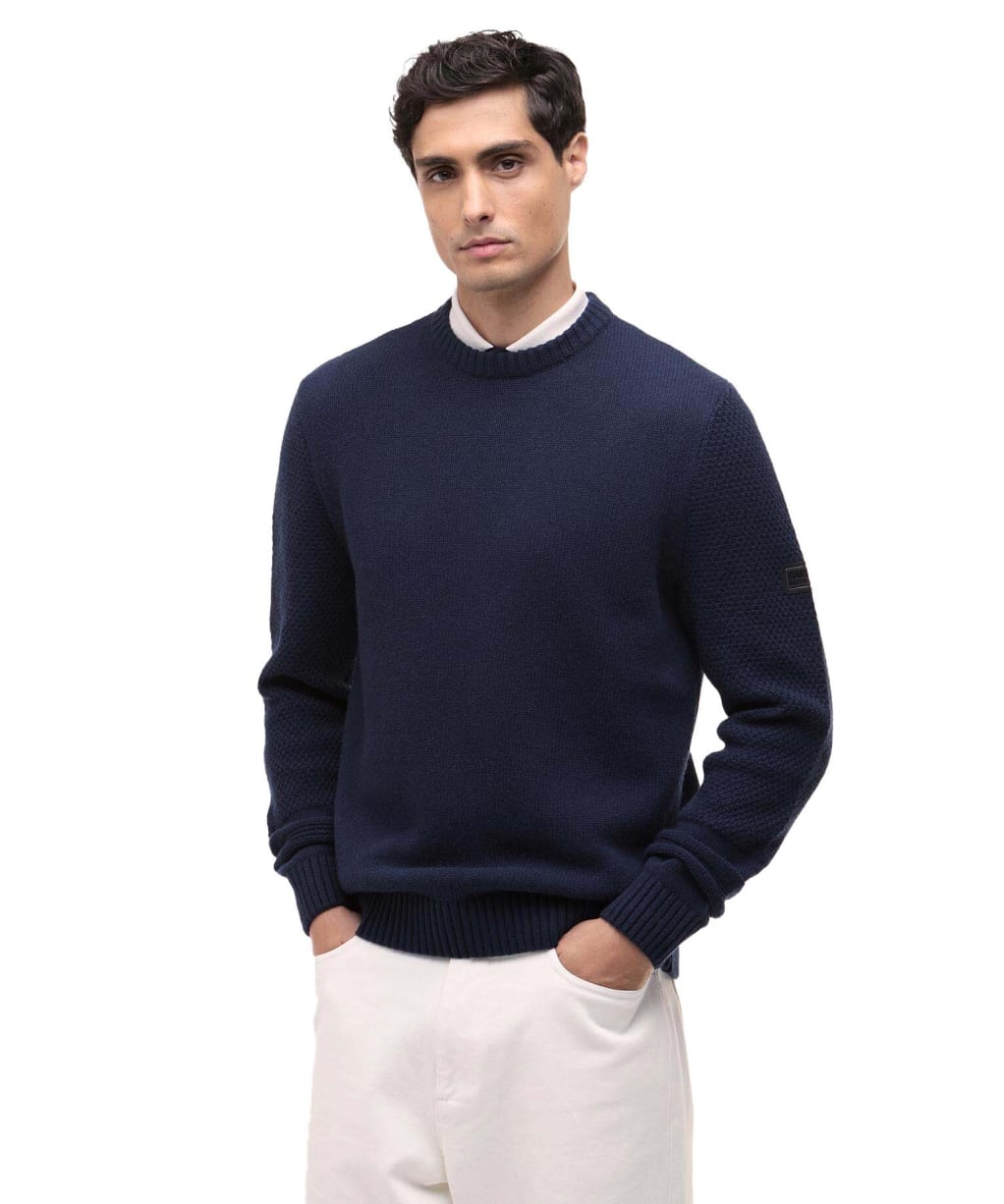Men's Barbour International Enfield Crew Neck Jumper - Navy
