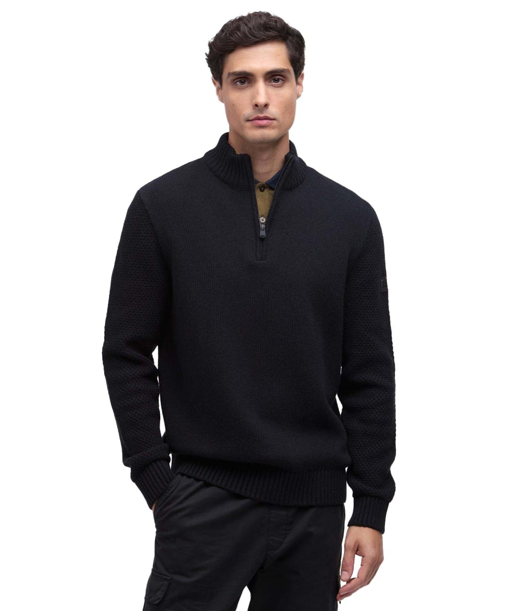 Men's Barbour International Enfield Funnel Neck Jumper - Black