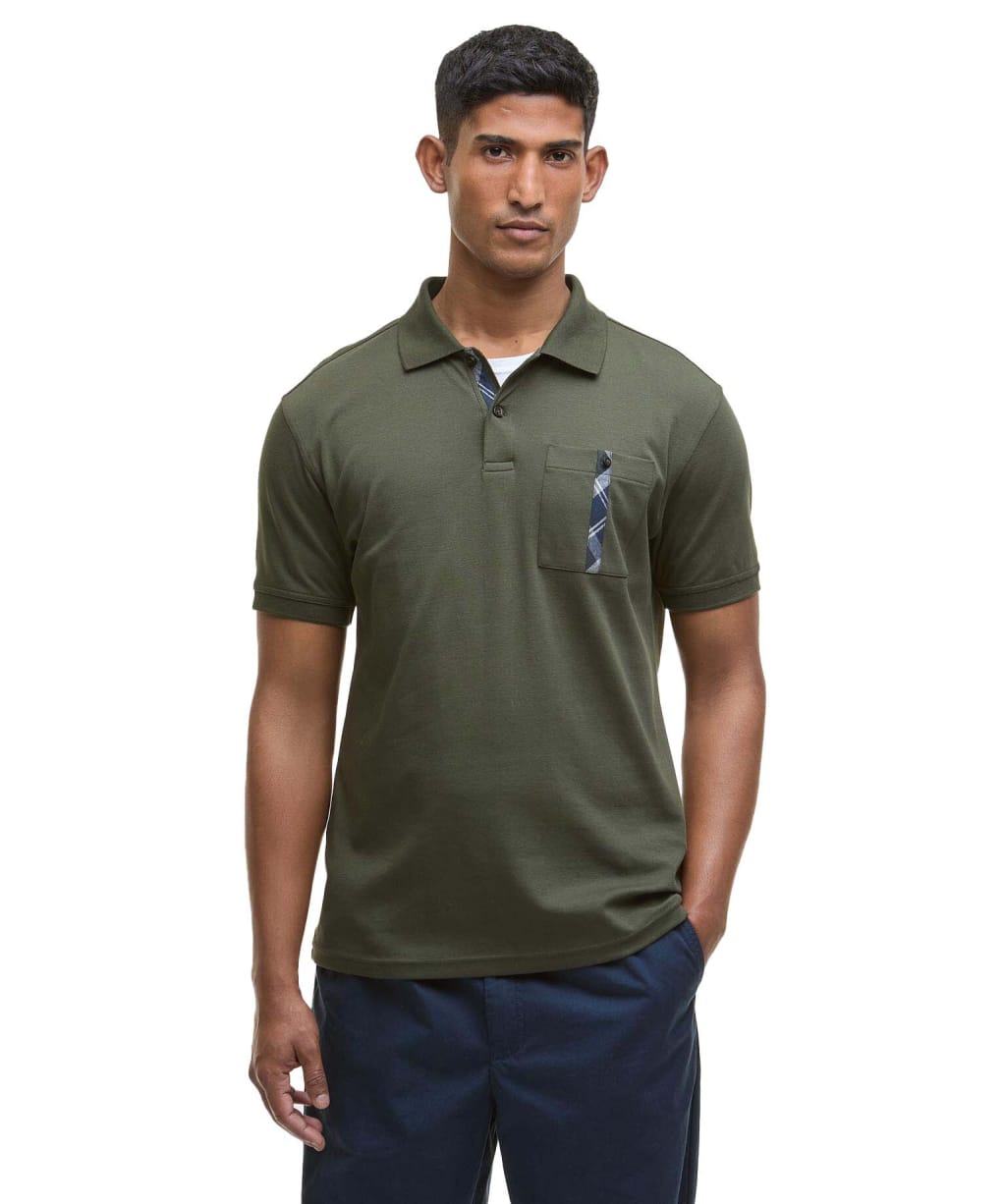 Men's Barbour Thornaby Tailored Polo Shirt - Mid Olive