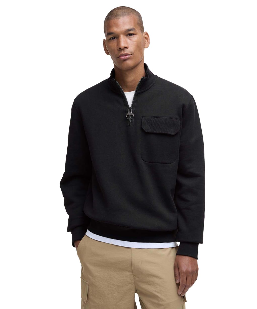 Men's Barbour Lowgill Relaxed Half Zip Sweatshirt - Black