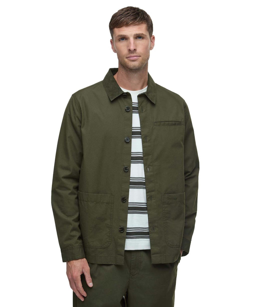 Men's Barbour Cole Tailored Fit Poplin Overshirt - Olive