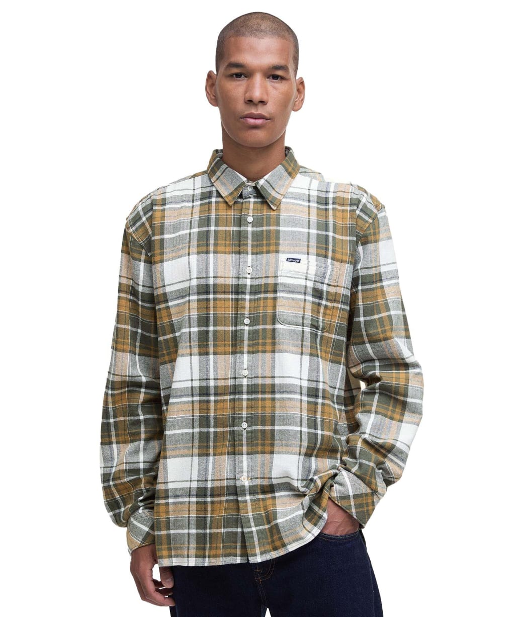 Men's Barbour Malham Checked Long Sleeved Relaxed Shirt - Bronze