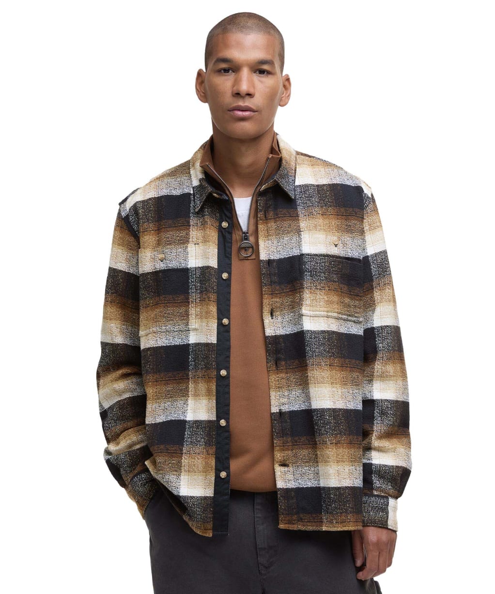 Men's Barbour Woodfoot Checked Long Sleeved Relaxed Shirt - Black