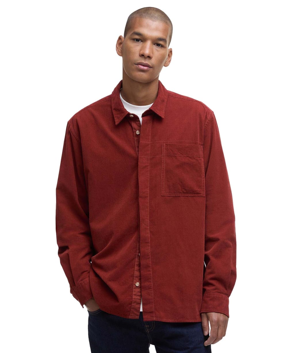 Men's Barbour Haltcliff Cord Relaxed Shirt - Fired Brick