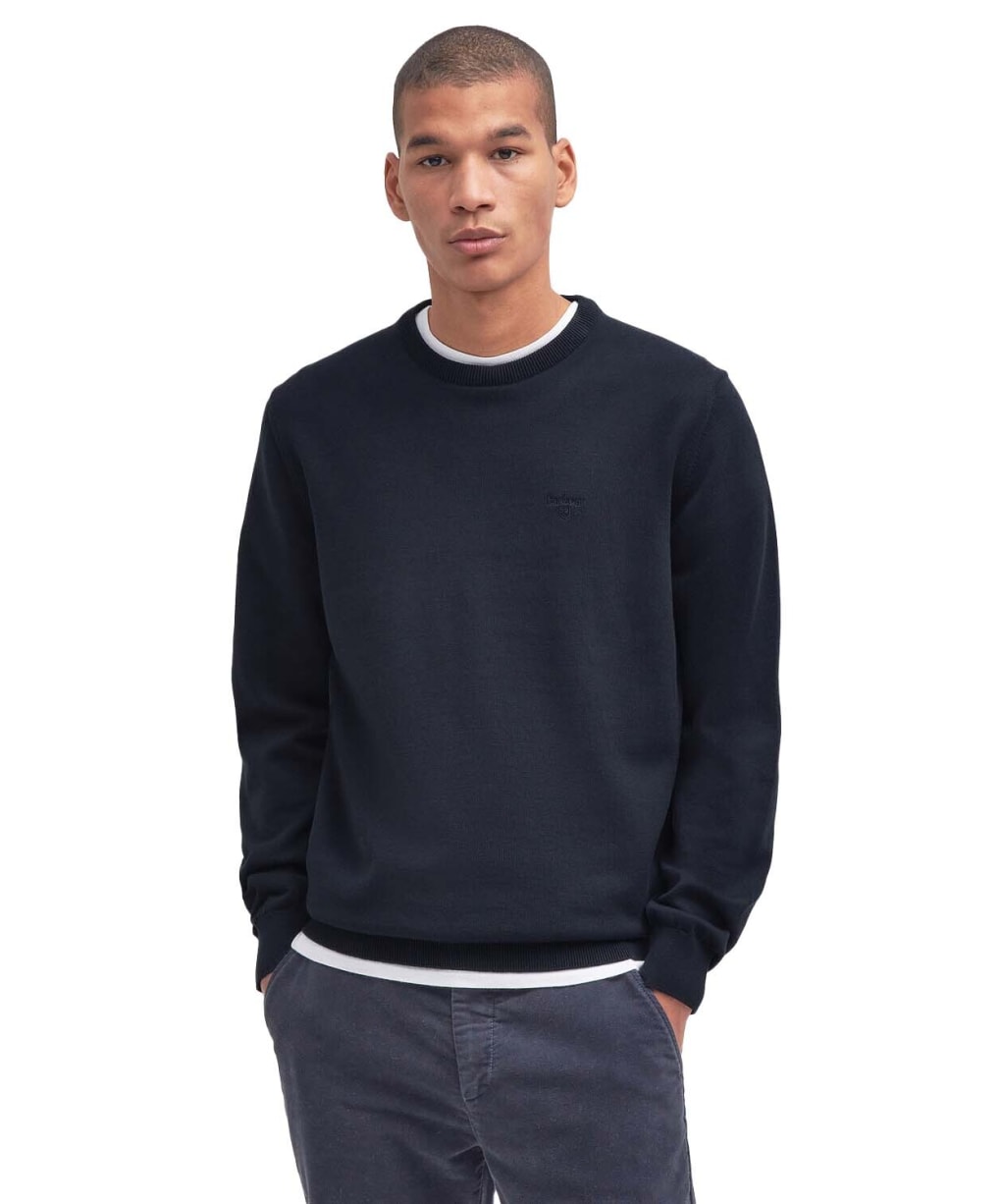 Men's Barbour Pima Cotton Crew Neck Sweater - Navy